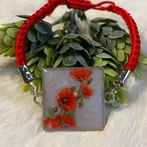 Red flowered bracelet